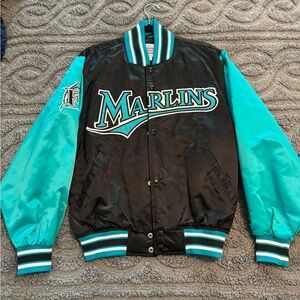 Vintage Diamond Starter Florida Marlins Bomber Jacket in Satin - Size S